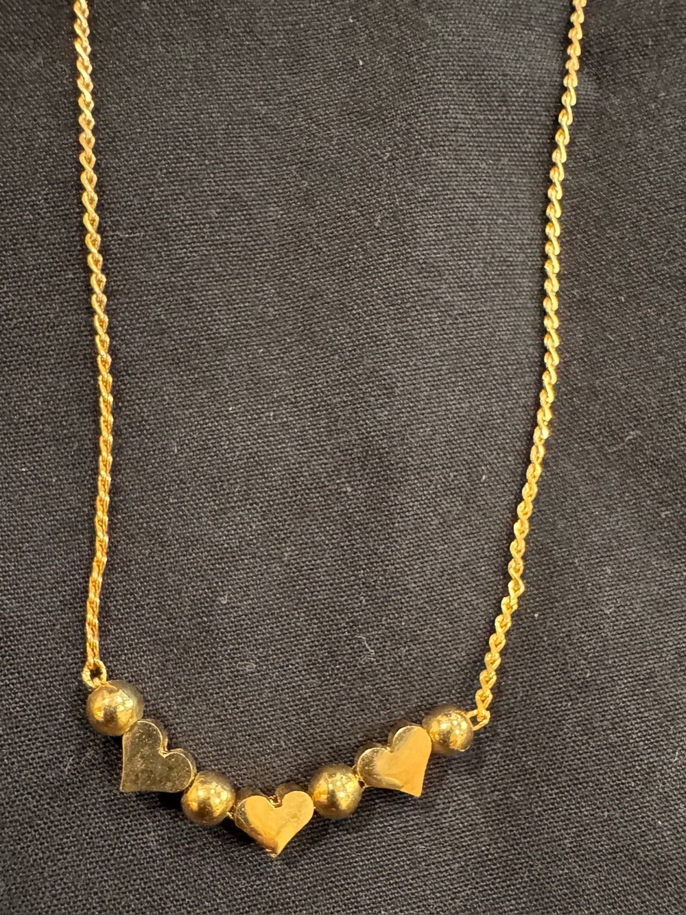 Vintage Dainty Gold Heart Necklace Rope Chain Minimalist Layering Romantic VNT